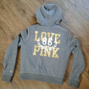 Victoria Secret Pink Faux Fur Lined Zip Up Hoodie